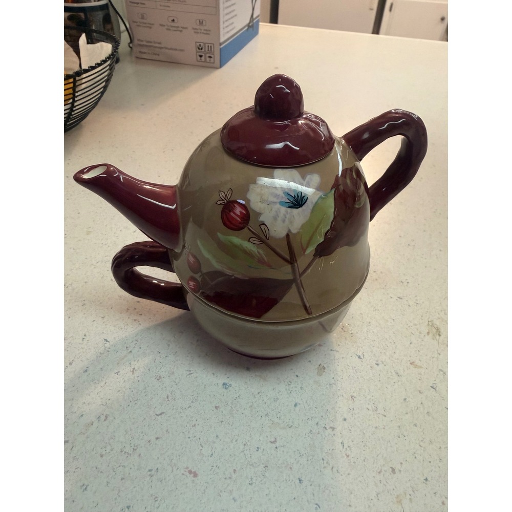 Tracy Porter Henna Collection Tea For one Teapot and Teacup Gorgeous Floral!